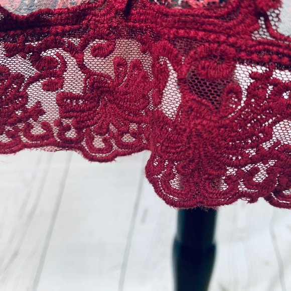 Tobi wine paisley boho slip dress lace trim Medium - Picture 7 of 8